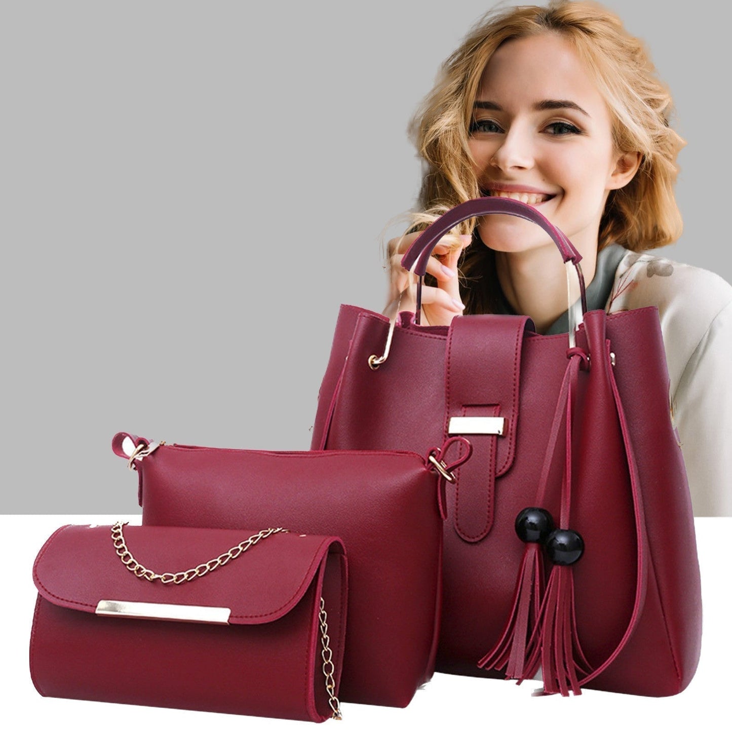 Luxury 3Pcs Leather HandBag - IMPORTED QUALITY